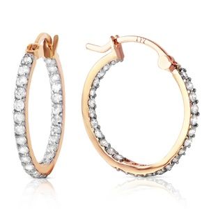14K. SOLID GOLD HOOP EARRING WITH NATURAL DIAMONDS